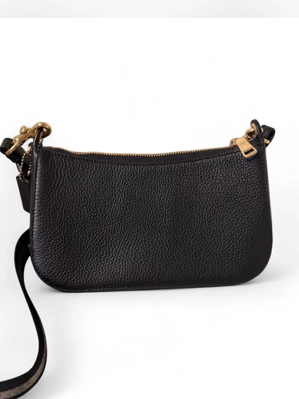 COACH Jes Baguette Leather Crossbody Bag Black C7265